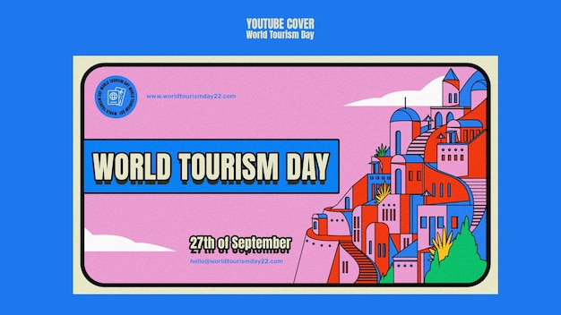 Flat design world tourism day template