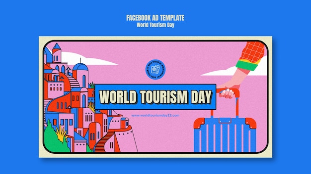 Flat design world tourism day template