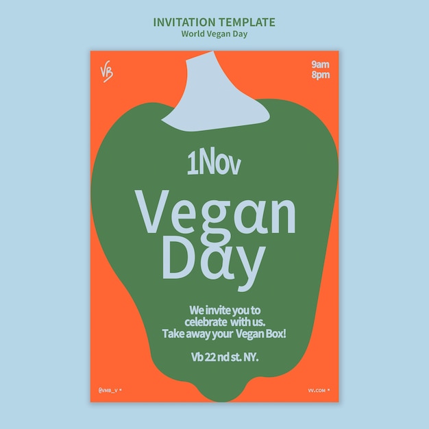 Flat design world vegan day template