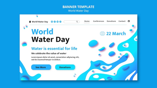 Flat design world water day template