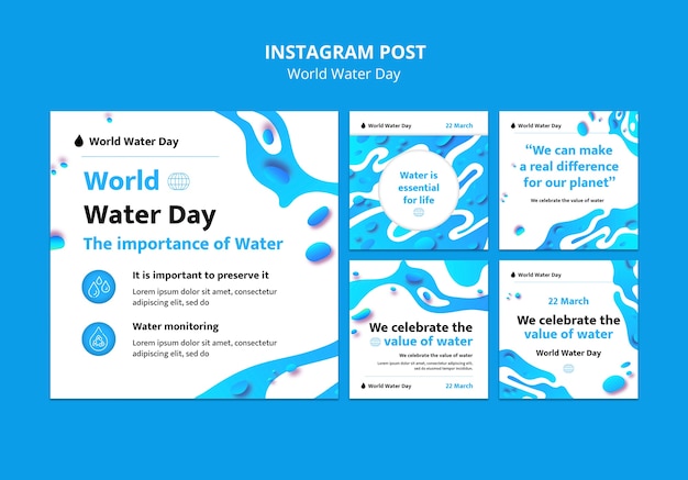 Free PSD flat design world water day template