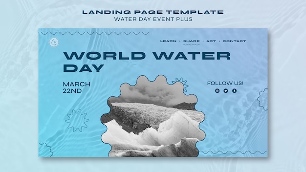 Free PSD flat design world water day template