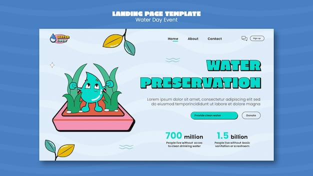 Free PSD flat design world water day template