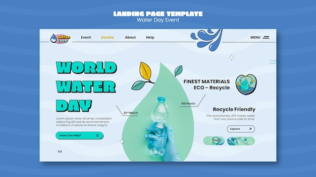 Free PSD flat design world water day template