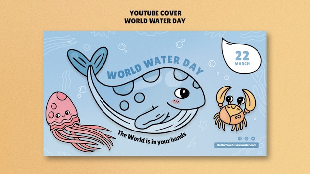 Free PSD flat design world water day template