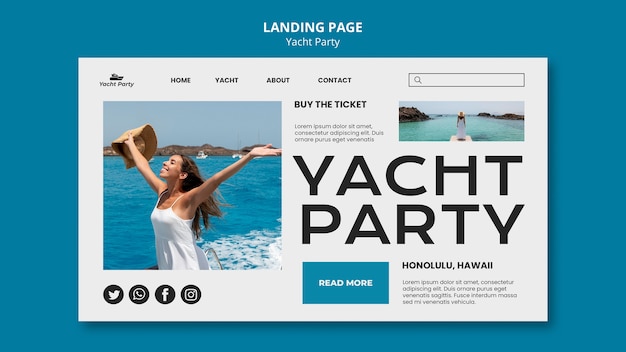 Free PSD flat design yacht party template