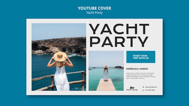 Free PSD flat design yacht party template