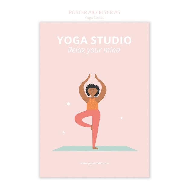 Free PSD flat design yoga studio template