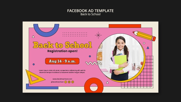 Free PSD flat lay back to school facebook ad template