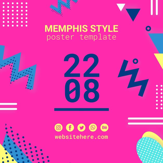 Flat pink memphis style background