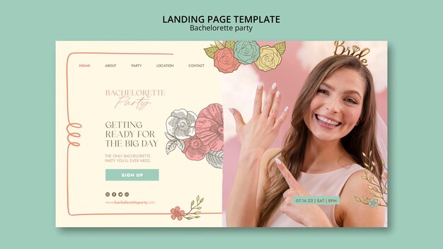 Free PSD floral bachelorette party landing page