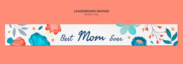 Free PSD floral collage mother's day leaderboard banner template