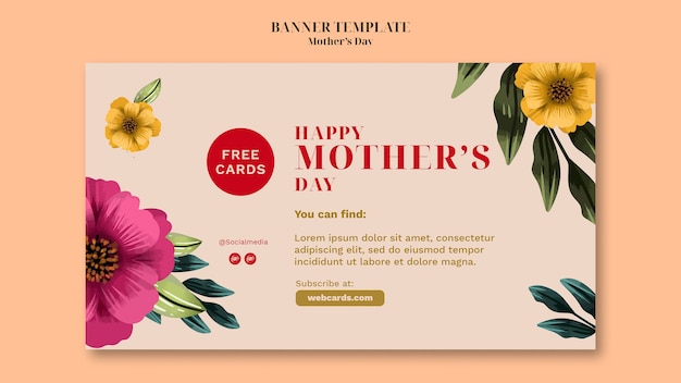 Free PSD floral mother's day celebration horizontal banner