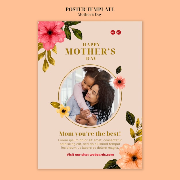 Floral mother's day celebration poster template