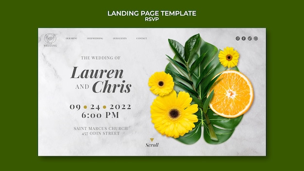 Free PSD floral rsvp template design