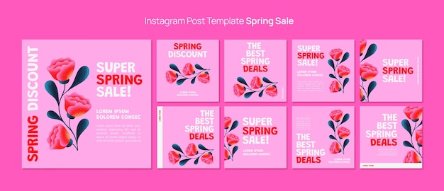 Free PSD floral spring sale instagram posts template