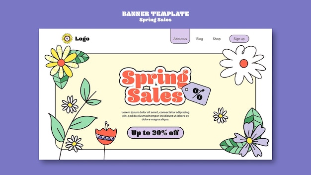 Free PSD floral spring sale landing page template