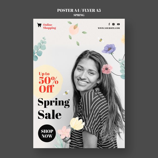 Floral spring sale template design