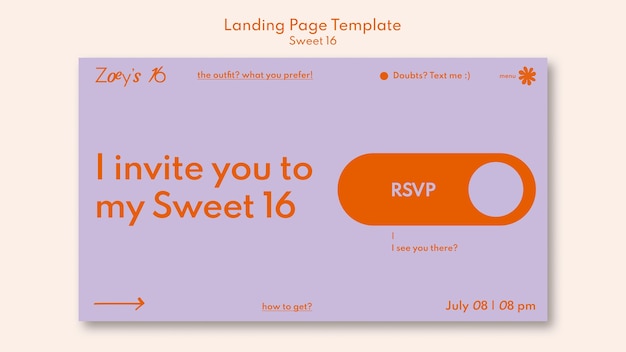 Floral sweet 16 landing page template