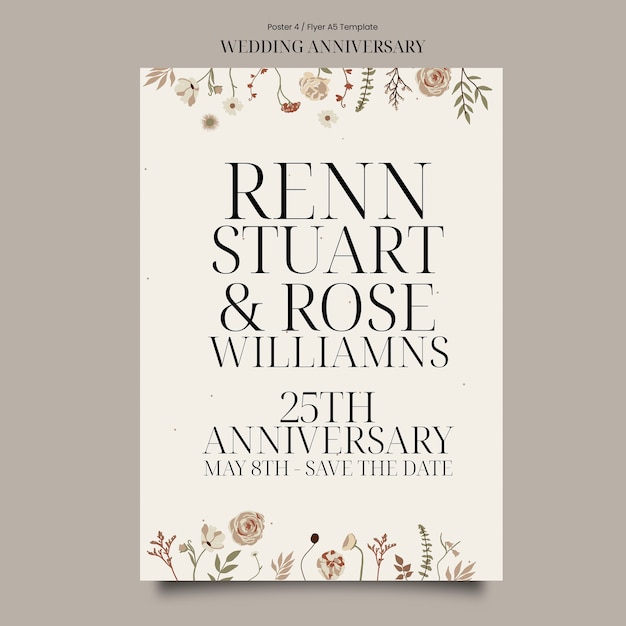 Floral wedding anniversary template