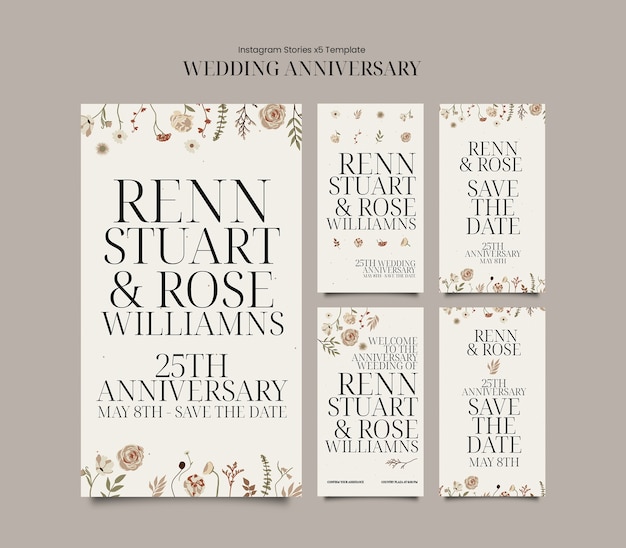 Free PSD floral wedding anniversary template