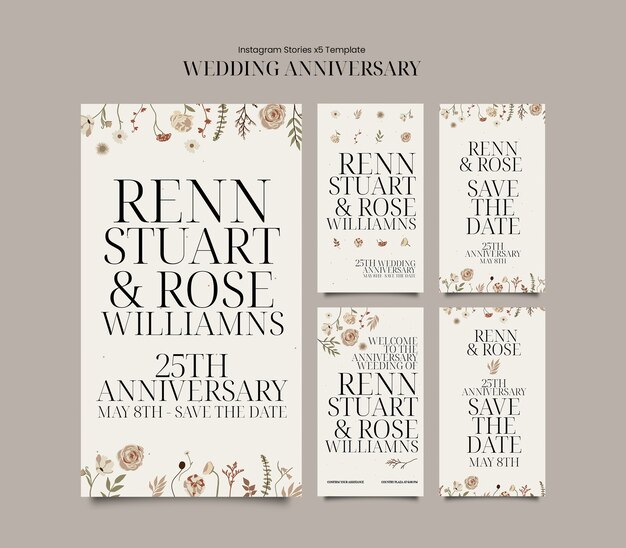 Floral wedding anniversary template