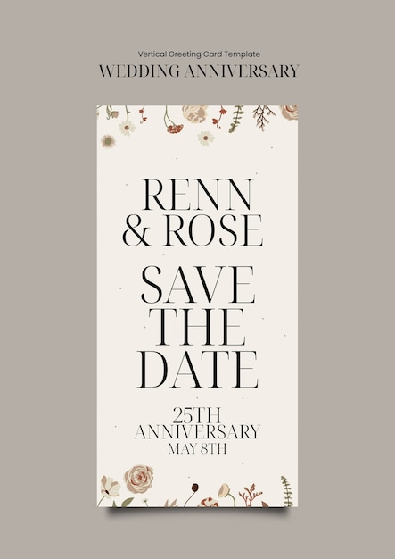 Free PSD floral wedding anniversary template