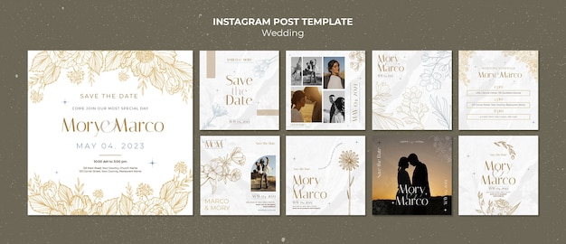 Free PSD floral wedding celebration instagram posts