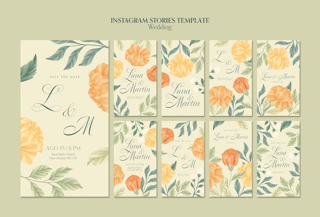 Free PSD floral wedding instagram stories template