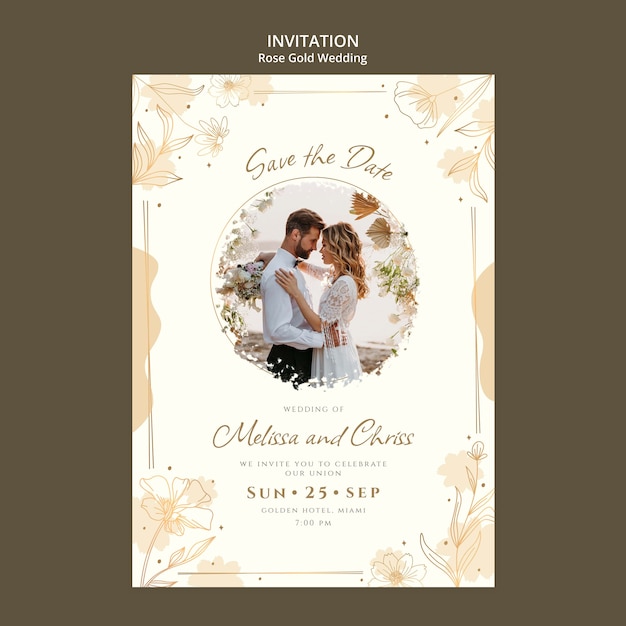 Floral wedding invitation template