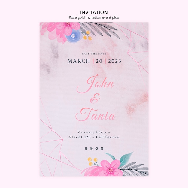 Floral wedding invitation template