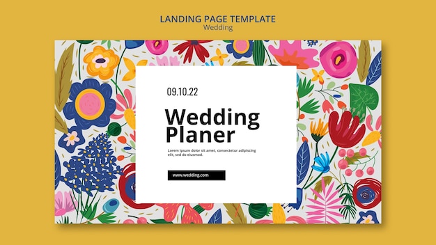 Free PSD floral wedding landing page template design