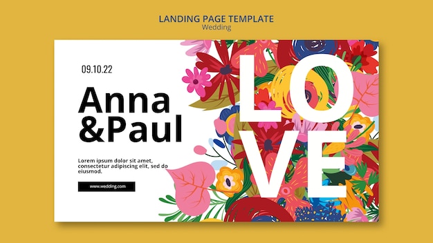 Free PSD floral wedding landing page template design