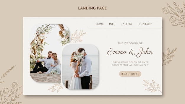 Floral wedding landing page template