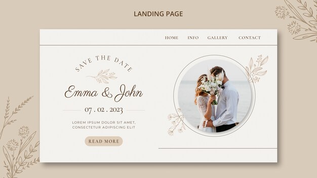 Floral wedding landing page template