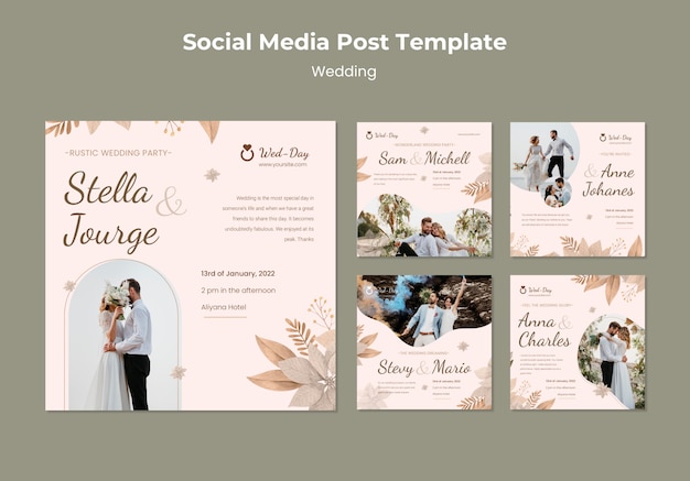 Floral wedding social media post template