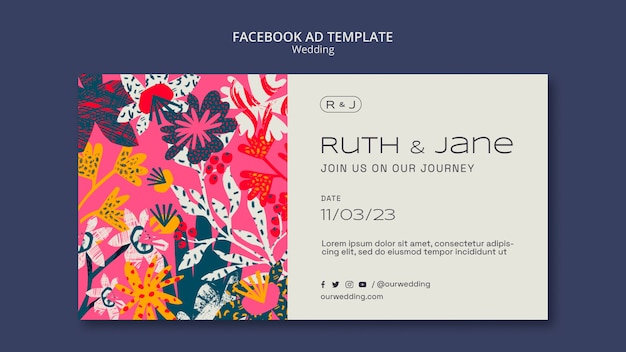 Floral wedding social media promo template