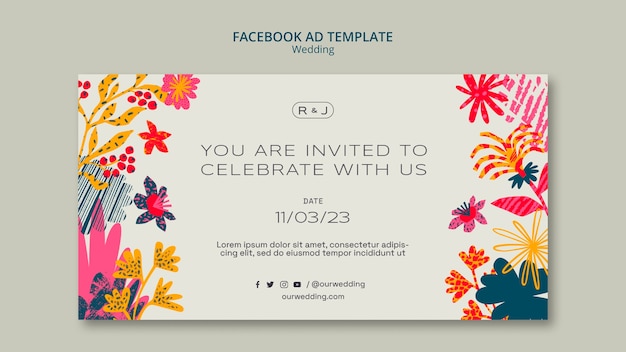 Floral wedding social media promo template