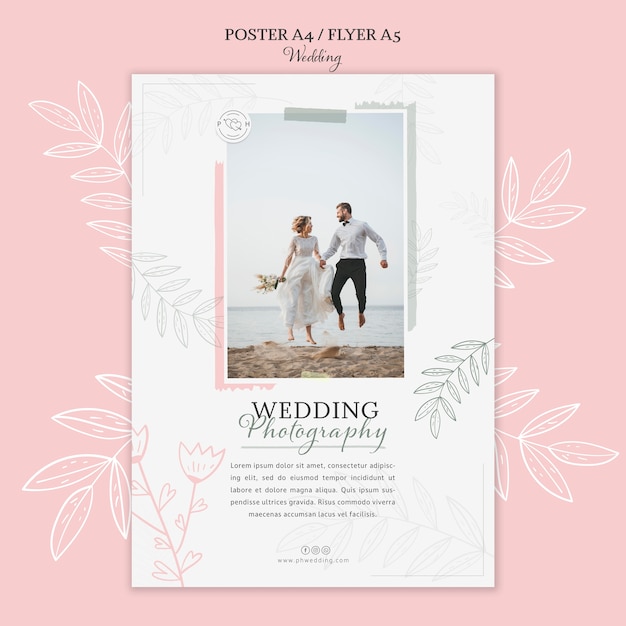 Floral wedding vertical poster template