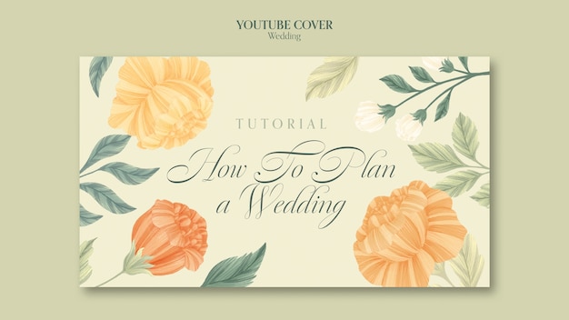 Free PSD floral wedding youtube cover template