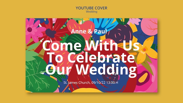 Free PSD floral wedding youtube thumbnail  template design