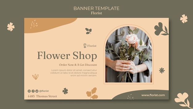 Flower bouquet horizontal banner template