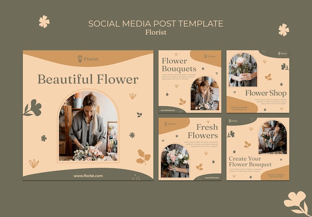 Flower bouquet social media post template