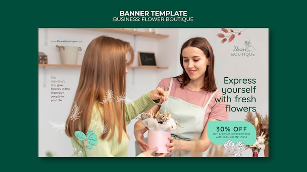 Free PSD flower boutique horizontal banner template