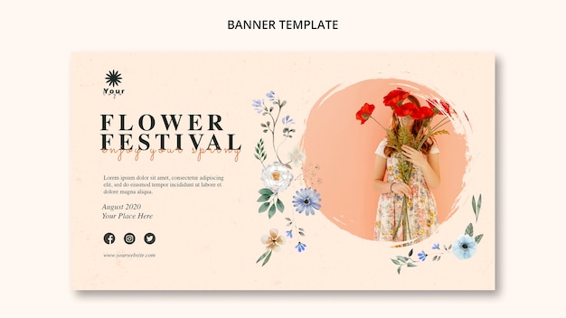 Free PSD flower festival concept banner template