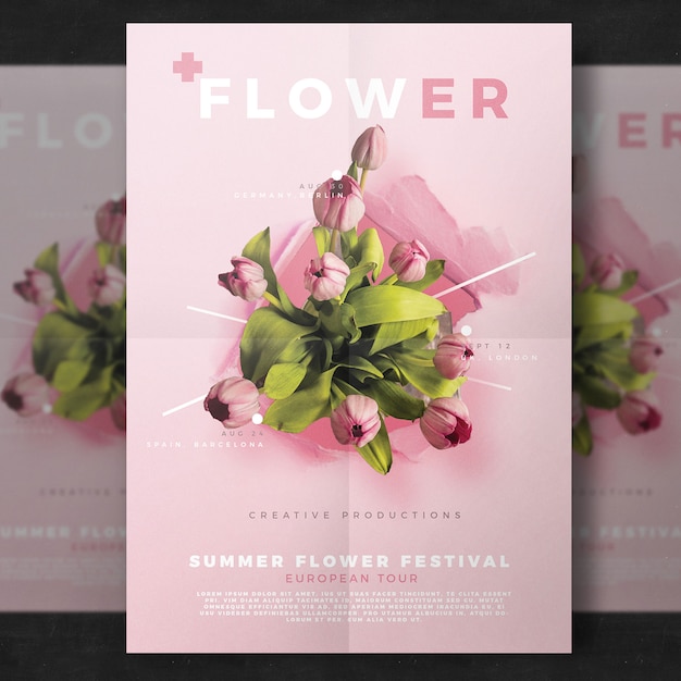 Free PSD flower flyer template