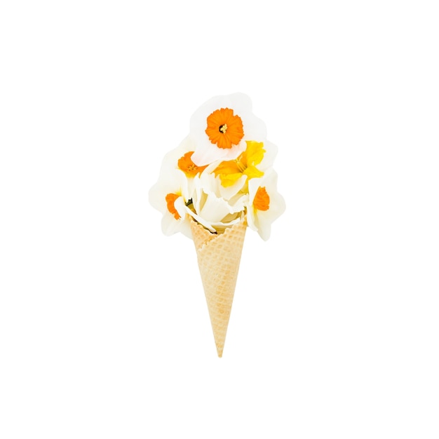 Free PSD flower ice cream cone isolated