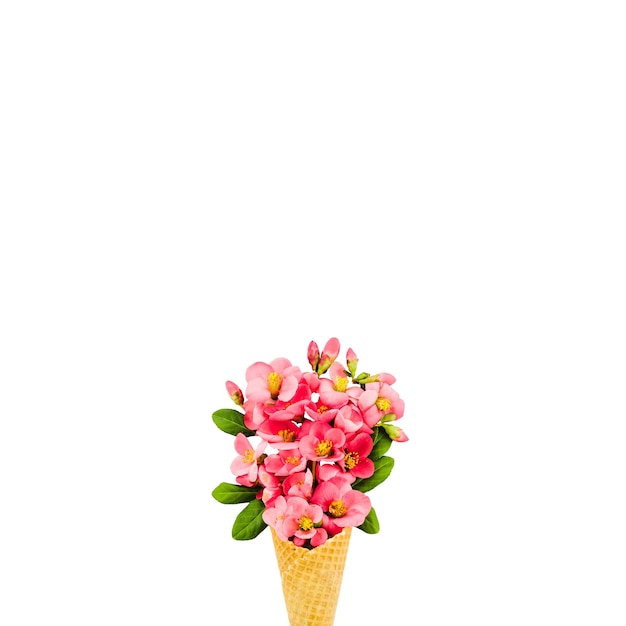 Free PSD flower ice cream cone isolated