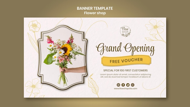 Free PSD flower shop grand opening banner template