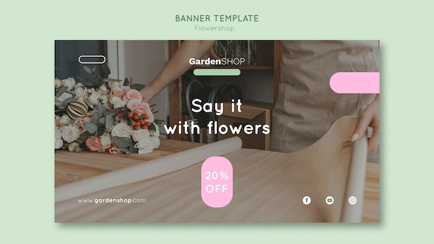 Free PSD flower shop horizontal banner template